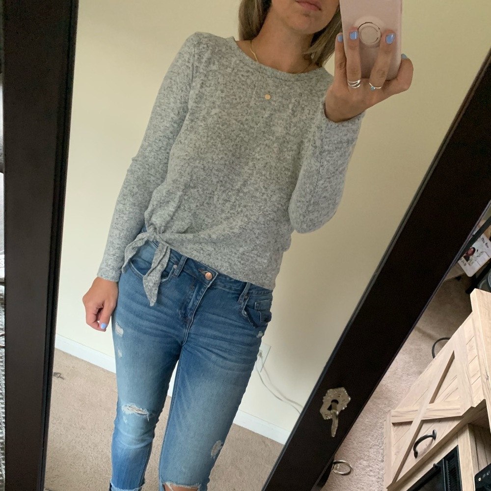 Grey Long Sleeve Top
